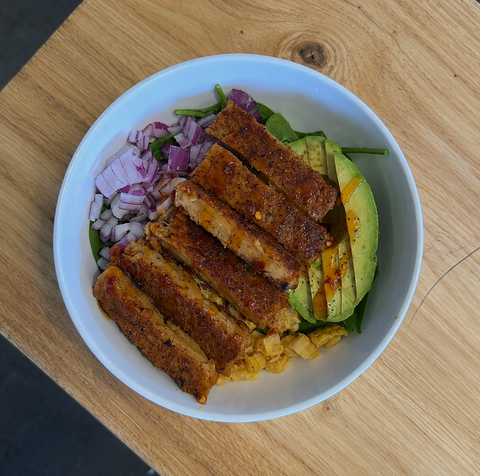 Vegan Hot “Honey” “Chicken” Salad