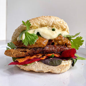 Best Ever Vegan Chicken Satay Burger