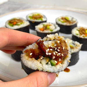 The Best Vegan Chicken Sushi with Teriyaki Sauce