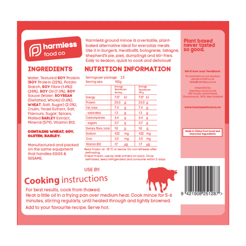 Harmless Ground Beef Mince 250g